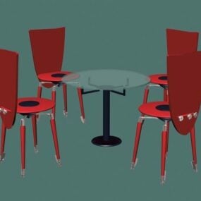गोल सम्मेलन मेज और कुर्सियाँ 3डी मॉडल सेट करती हैं