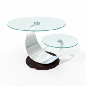 Meubels ronde salontafel met glazen blad 3D-model