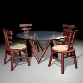 Round Glass Top Dining Sets 3d model