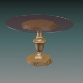 3д модель обеденного стола с круглой стеклянной столешницей