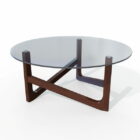 Meubels ronde glazen houten salontafel
