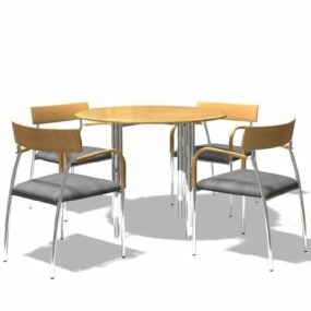 Round Meeting Desk Chairs Set 3d model