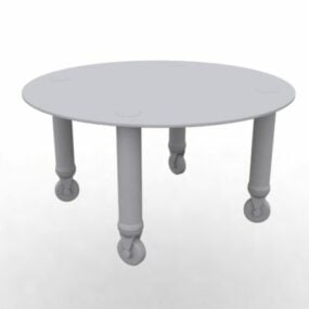 3д модель круглого чайного столика с мебелью на колесиках