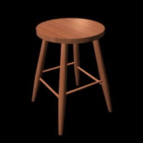Kulatý dřevěný 3D model barové židle