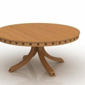 Okrągły drewniany stół Model 3D