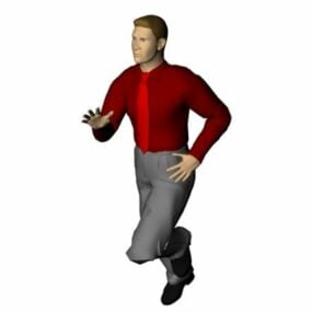 Character Running Businessman In Shirt 3d model
