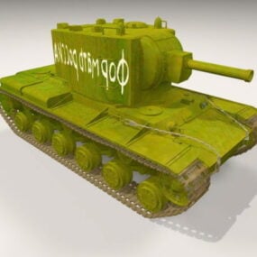 Rysk Kv-2 Heavy Artillery Tank 3d-modell