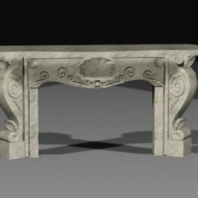 Rustic Stone Fireplace 3d model