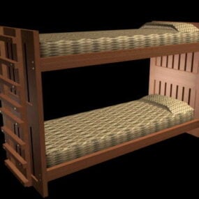Rustykalne łóżko piętrowe Model 3D