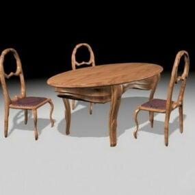 乡村餐桌椅3D模型