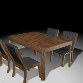 Set da tavolo da pranzo rustico modello 3d