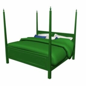 Rustic Four Poster Bed 3d model