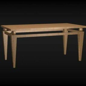 Modelo 3d de mesa de jantar de madeira rústica