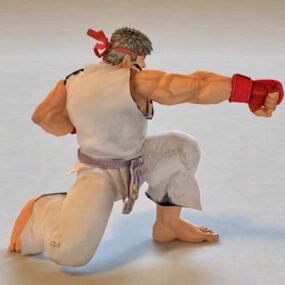 Ryu Street Fighter animoitu ja Rigged 3d-malli