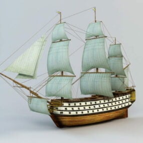 Sailing Battleship 3d model