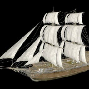 Modello 3d di nave da guerra a vela