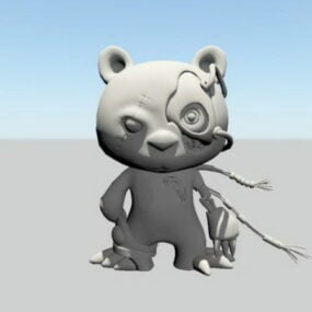 Scary Bear Cartoon 3d model
