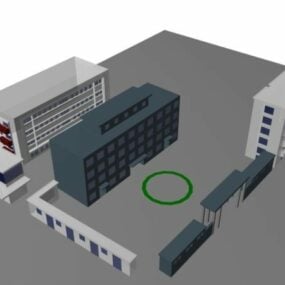 School Buildings And Sports Fields 3d model
