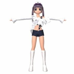 Anime School Girl Character 3d-modell