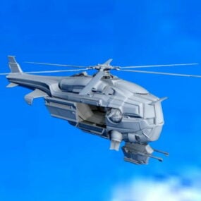Modelo 3d de helicóptero de ataque de ficção científica