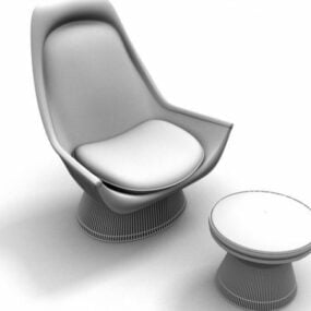 Scoop Chair And Round Ottoman Stool 3d model
