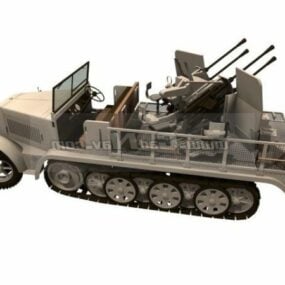 Sd.kfz.7 Half-track artillerietrekker 3D-model