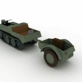 Sdkfz 2 Kettenkrad mit Anhänger 3D-Modell