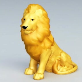 Seated Lion Sculpture 3d model