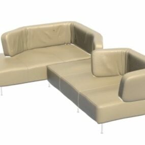Modelo 3D de sofá-cama secional de couro