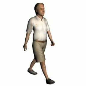 Karakter Kıdemli Adam Yürüyor 3D model