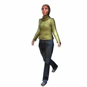 Vanhempi nainen kävelyllä hahmo 3d-malli