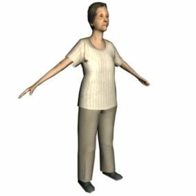 Senior Woman Sitting Character 3d model
