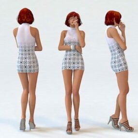 Sexy schwarze Frau raucht 3D-Modell