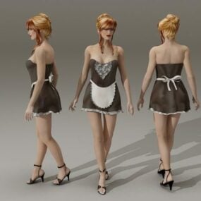 3D model sexy Blonde Maid