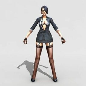 Sexy kvinnelig spionagent Rigged 3d modell