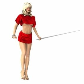 Sexy dívka kulečníkový hráč 3D model