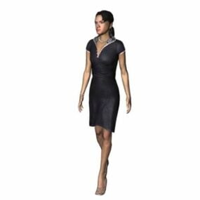 Character Lady In Deep V Minidress 3d-modell