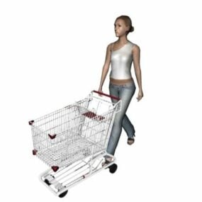Shopping Cart Woman Character 3d model