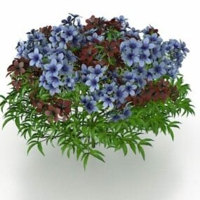 Busk med lilla blomster 3d-modell