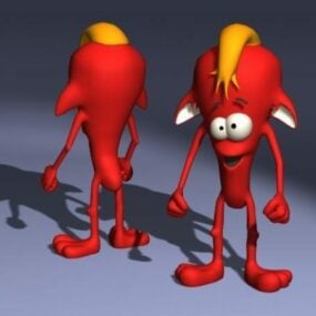 Silly Little Red Monster Character 3D-malli