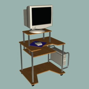 Simple Computer Table With Computer 3d model
