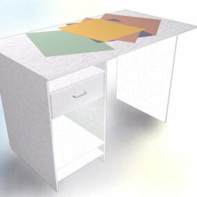 Table de bureau blanche simple modèle 3D