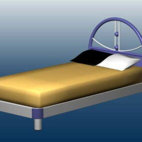 سرير مفرد مع مرتبة نموذج ثلاثي الأبعاد