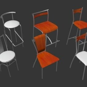Sechs Arten moderner Metall-Seitenstühle, 3D-Modell