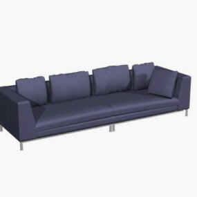 Slate Blue Cloth Sofa Settee 3d model