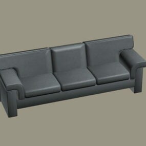 Slate Gray Leather Sofa 3d model