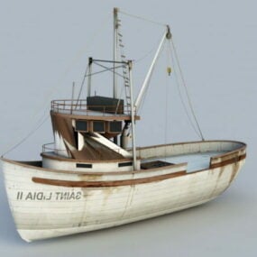 דגם תלת מימד של סירת דייג קטנה