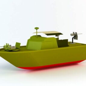 Rustik Nehir Teknesi Feribot Aracı 3D model