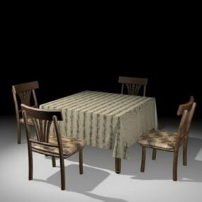 小厨房餐桌椅套装3d模型