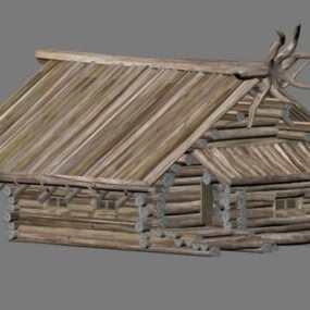Model 3D małego starego drewnianego domu